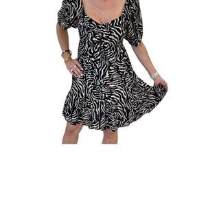 Nine West Black and White Zebra Print Mini Dress